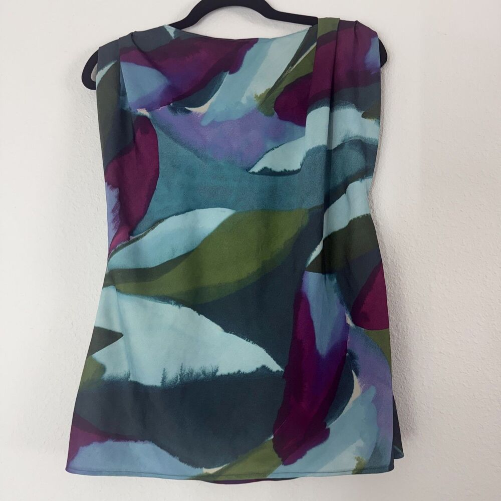 Banana Republic Twist Shoulder Blouse Top Teal Artsy Sleeveless Small Workwear - Picture 6 of 7